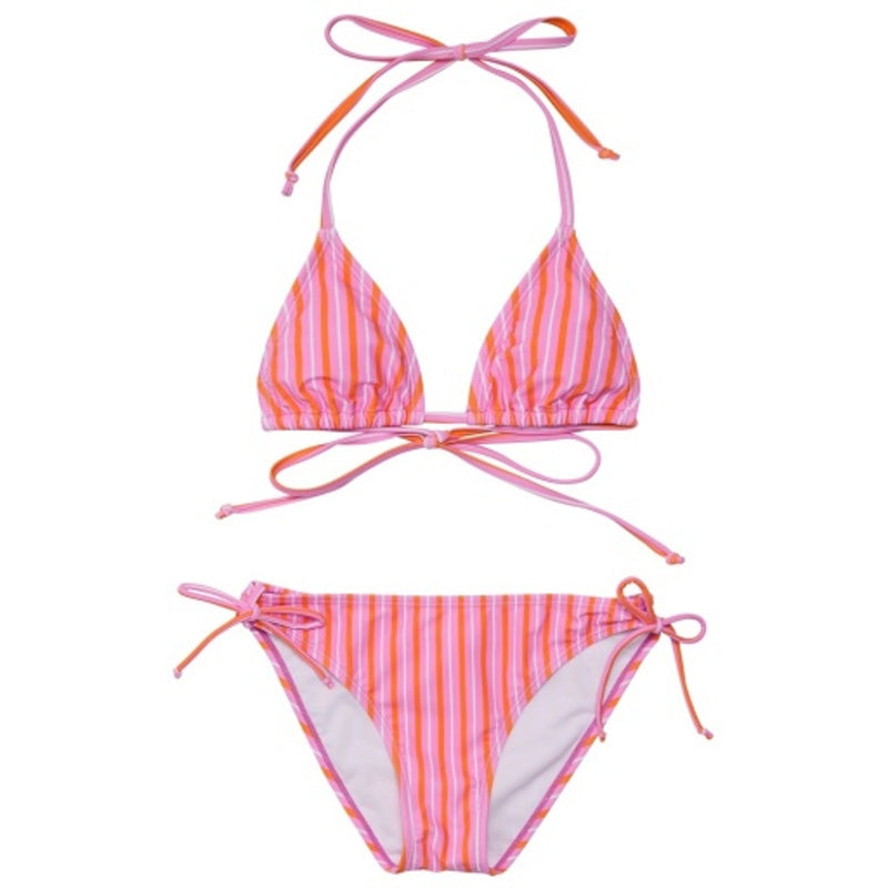 Snapper Rock - Girls Stripy Sunset Sustainable Triangle Bikini
