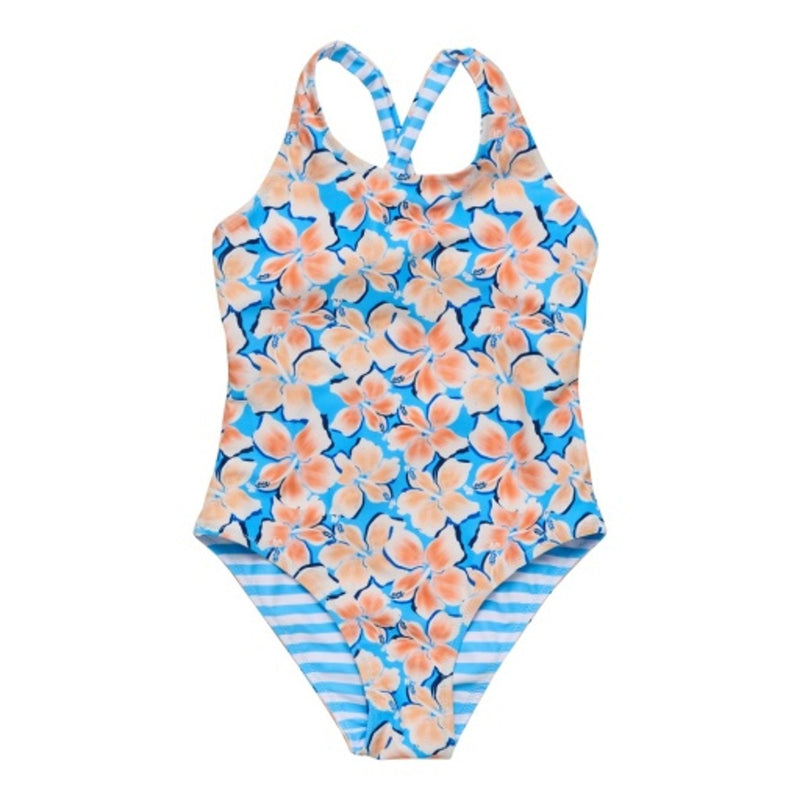 Snapper Rock - Girls Hibiscus Bay Recycled Reversible X Back Swimsuit