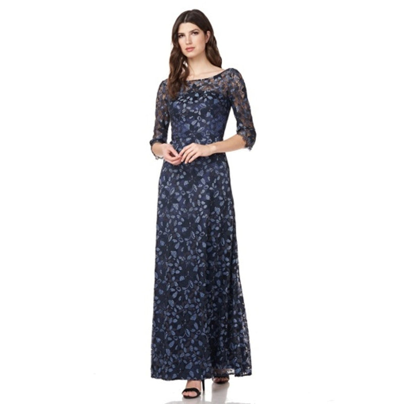 JS Collections - Womens Square Neck Lace Gown