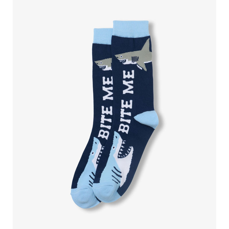 Little Blue House - Shark Bite Me Mens Crew Socks