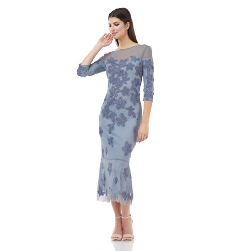 JS Collections - Womens Beaded Soutache Flounce Midi