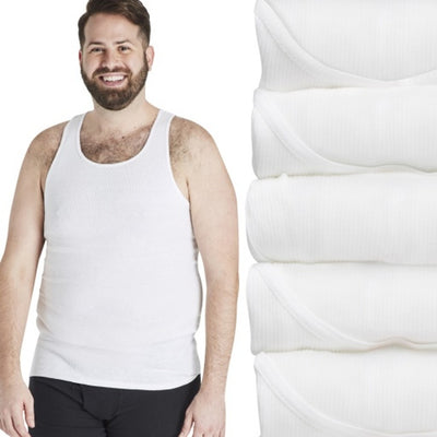 Hanes - Mens Ultimate Big Men’S White Tank Top Undershirt Pack Cotton 5-Pack (Big & Tall Sizes)