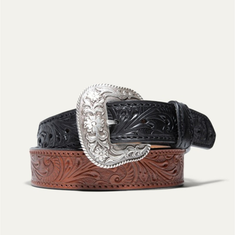 WILL Leather Goods - Mens Hand-Tooled Morning Glory Belt