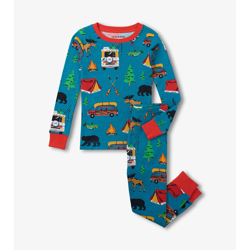 Little Blue House - Retro Camping Kids Pajama Set