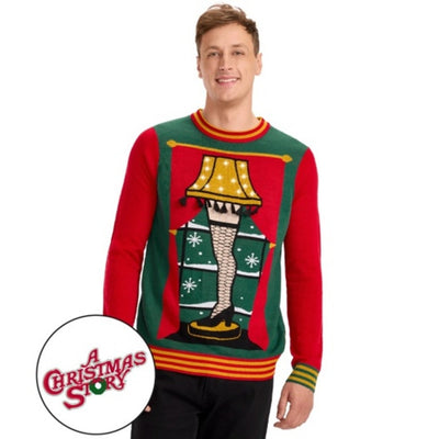 Tipsy Elves - Mens Christmas Story Light Up Leg Lamp Sweater