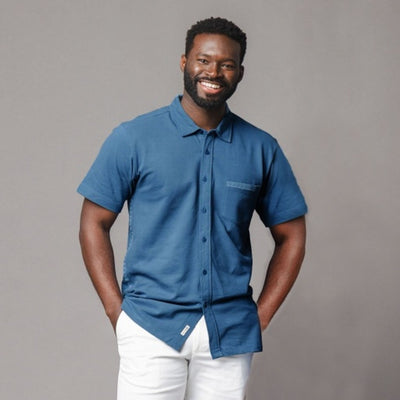 Hope & Henry - Mens Organic Pique Short Sleeve Shirt