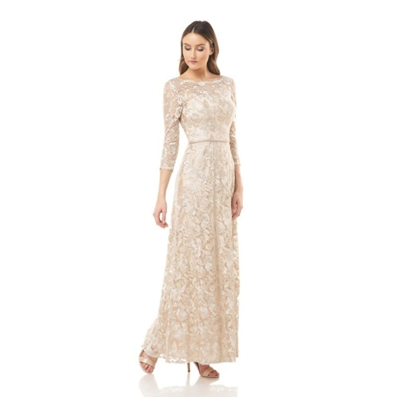 JS Collections - Womens Embroidered a Line Gown