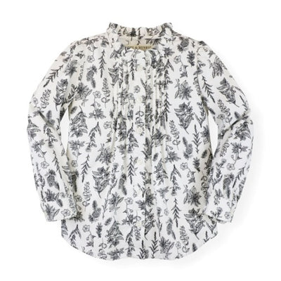 Hope & Henry - Girls Ruffle Neck Blouse with Pintucks