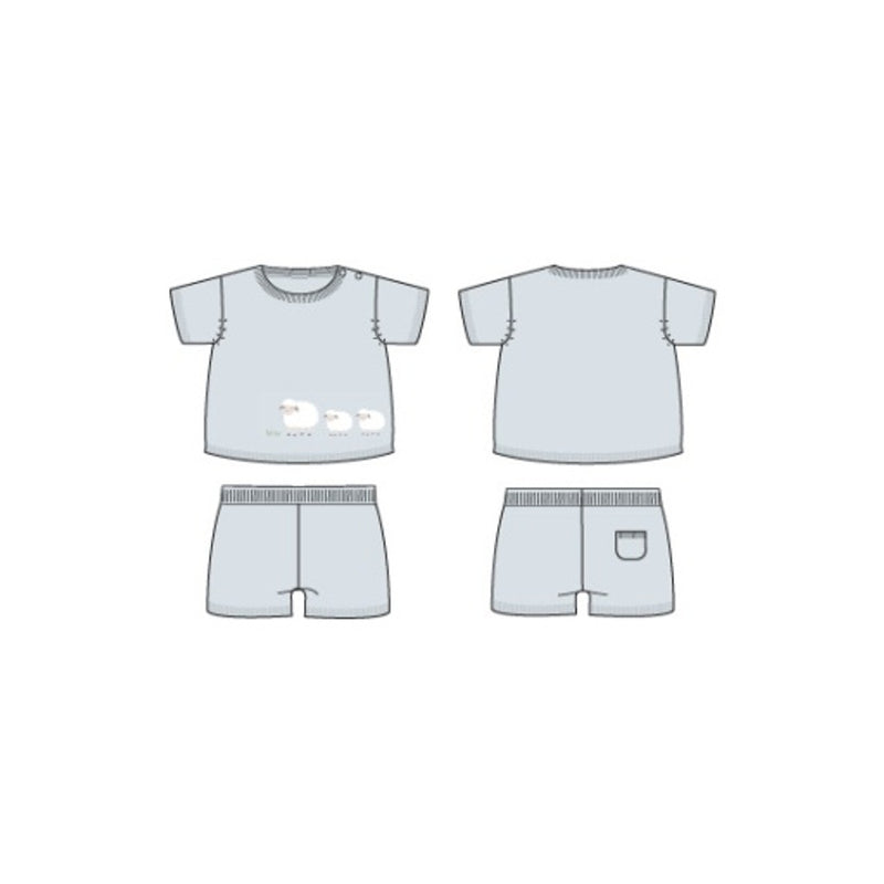 Janie and Jack - B S Blue Sheep Fam Short Sleeve/Short Set Sig1