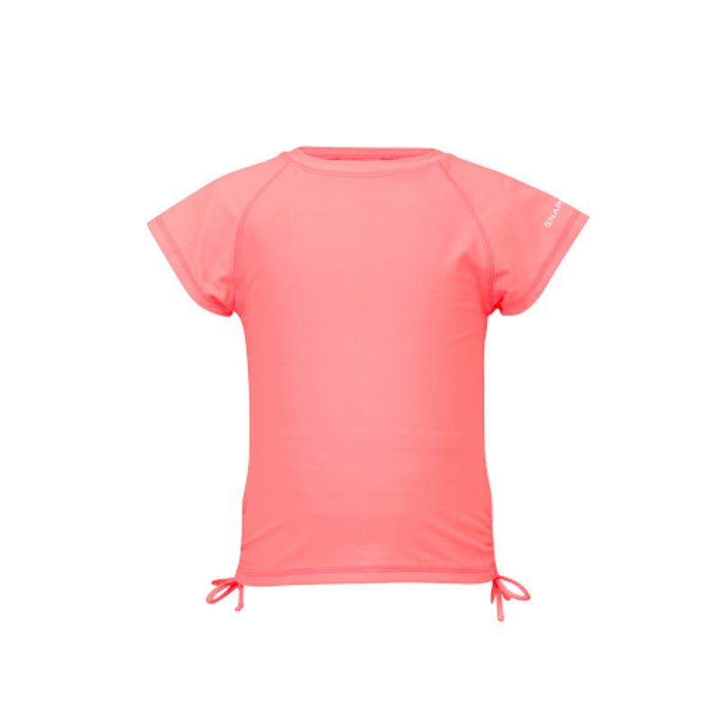 Snapper Rock - Girls Neon Coral Short Sleeve Rash Top