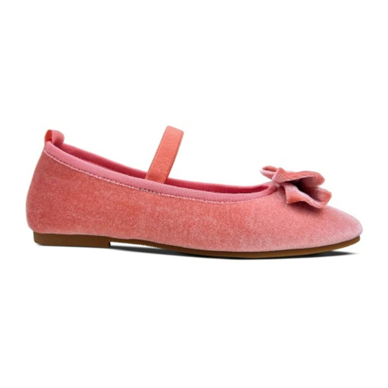 Yosi Samra - Kids Miss Emory Flat in Pink Velvet Kids