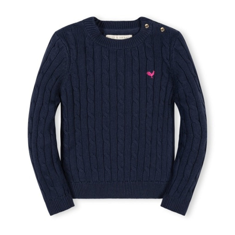 Hope & Henry - Girls Organic Crew Neck Cable Sweater
