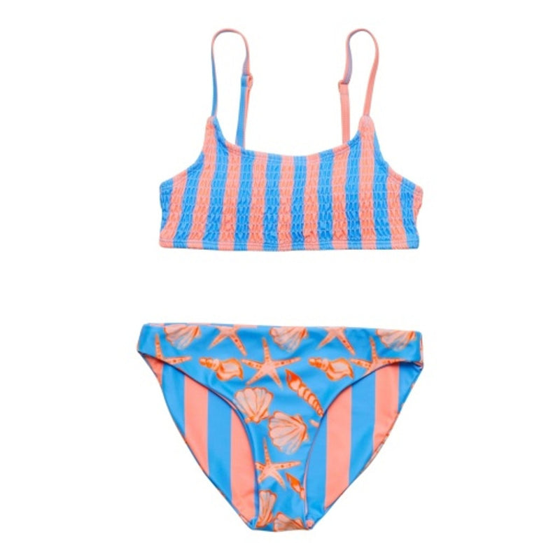 Snapper Rock - Girls Coral Cabana Teen Shirred Bikini