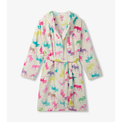 Little Blue House - Unisex Patterned Moose Adult Fleece Robe