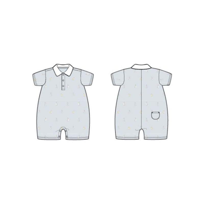 Janie and Jack - B K Blue Ao Bunny Icons Polo Romper E1