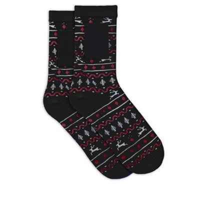 Tipsy Elves - Mens Black Fair Isle Socks with Pocket