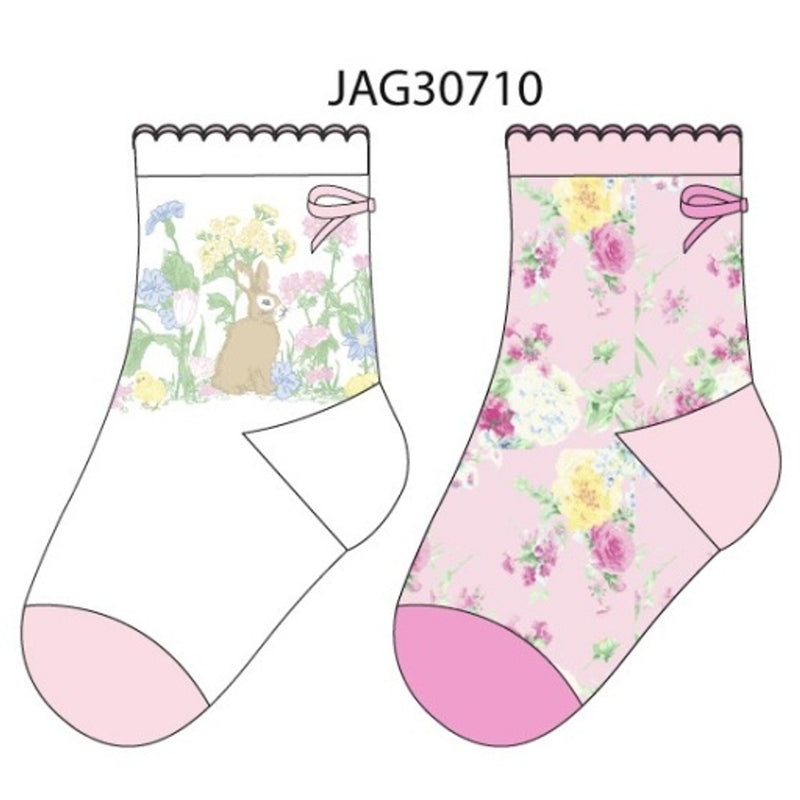 Janie and Jack - Kids G Pnk Flrl Bunny Sock 2pk E1
