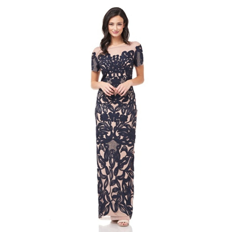 JS Collections - Womens Illusion Soutache Gown