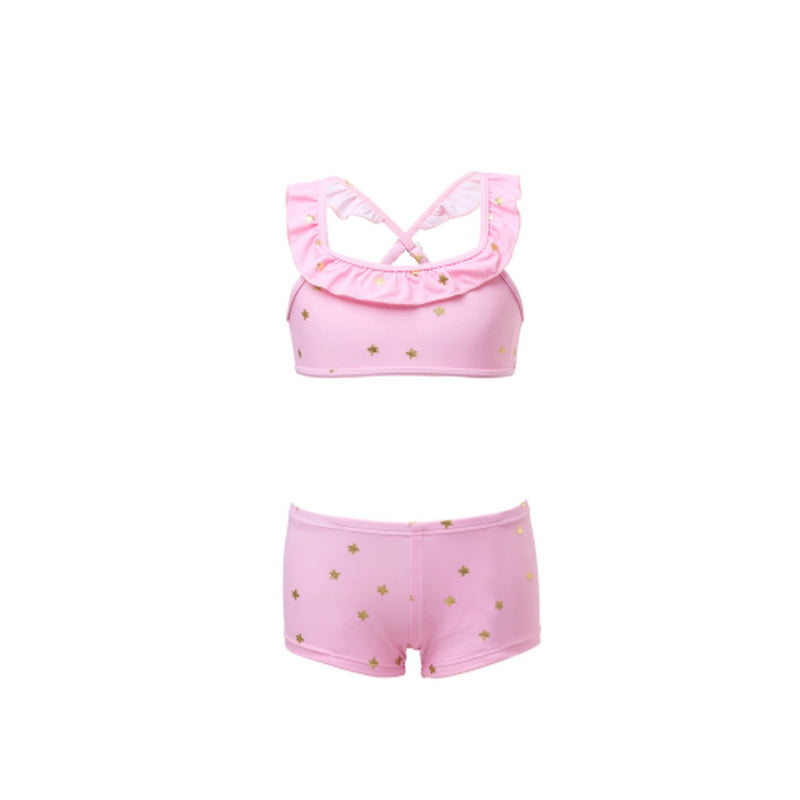 Snapper Rock - Girls Pink Gold Star Sports Ruffle B