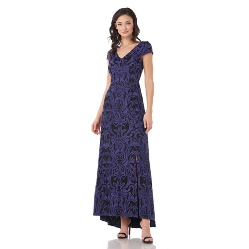 JS Collections - Womens V-Neck Embroidered Gown