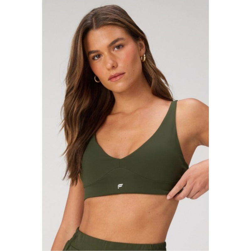 Fabletics - Womens Pureluxe Longline Low Impact Bra - Dark Olive
