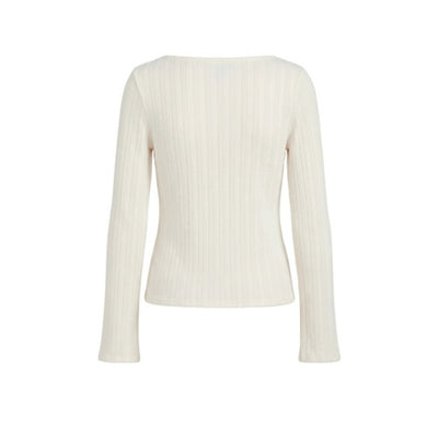 Liverpool Los Angeles - Womens Long Slv Boat Neck Knit Top with Asym Btn Plcket