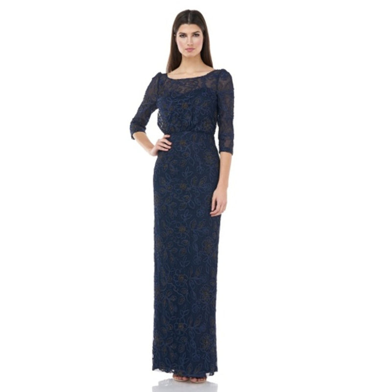 JS Collections - Womens Met Soutache Blouson Gown
