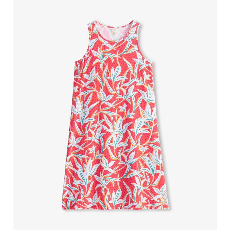 Little Blue House - Unisex Tank Dress Leafy Floral