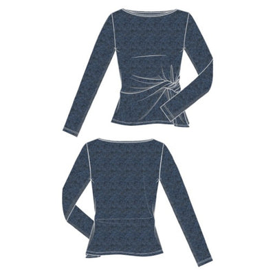 Liverpool Los Angeles - Womens Long Slv Wrap Front Knit Top