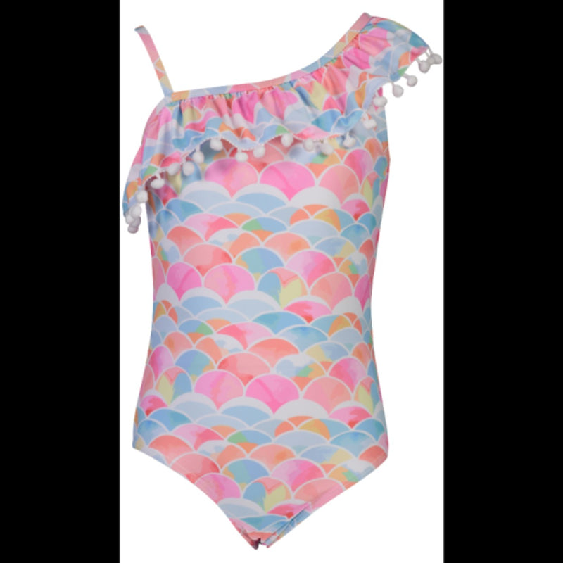 Snapper Rock - Girls Rainbow Connection One Shoulder Frill Swimsuit