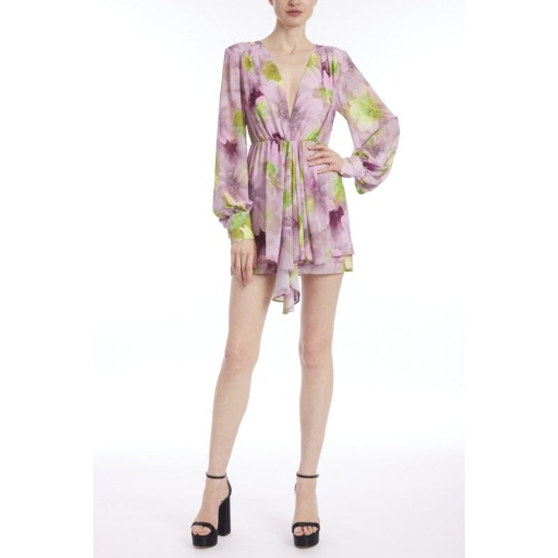 Badgley Mischka - Womens Long Sleeve Printed V-Neck