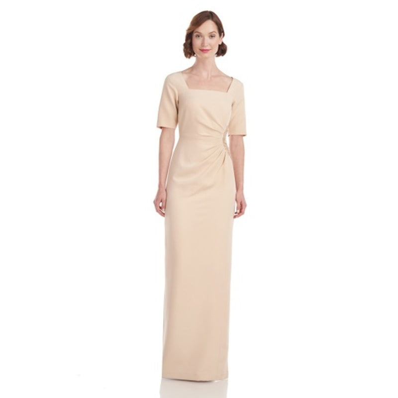 JS Collections - Womens Ashley Draped Column Gown