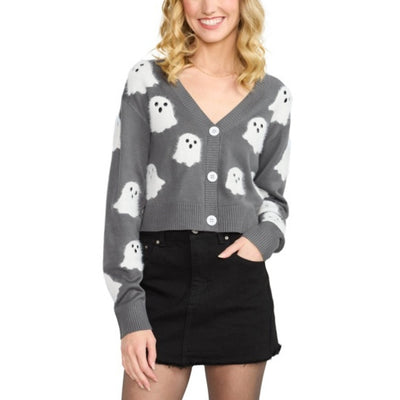 Tipsy Elves - Womens Ghostly Glam Halloween Cardigan Sweater