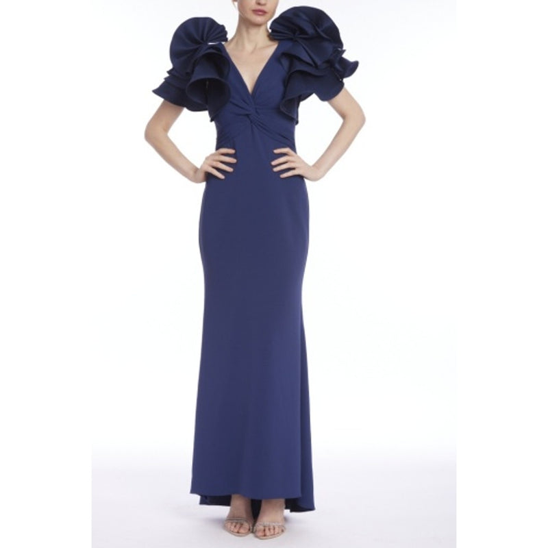 Badgley Mischka - Womens Ruffle Slv Gown