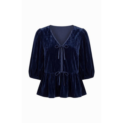 Liverpool Los Angeles - Womens 3/4 Blouson Slv Tie Frnt Woven Peplum Top