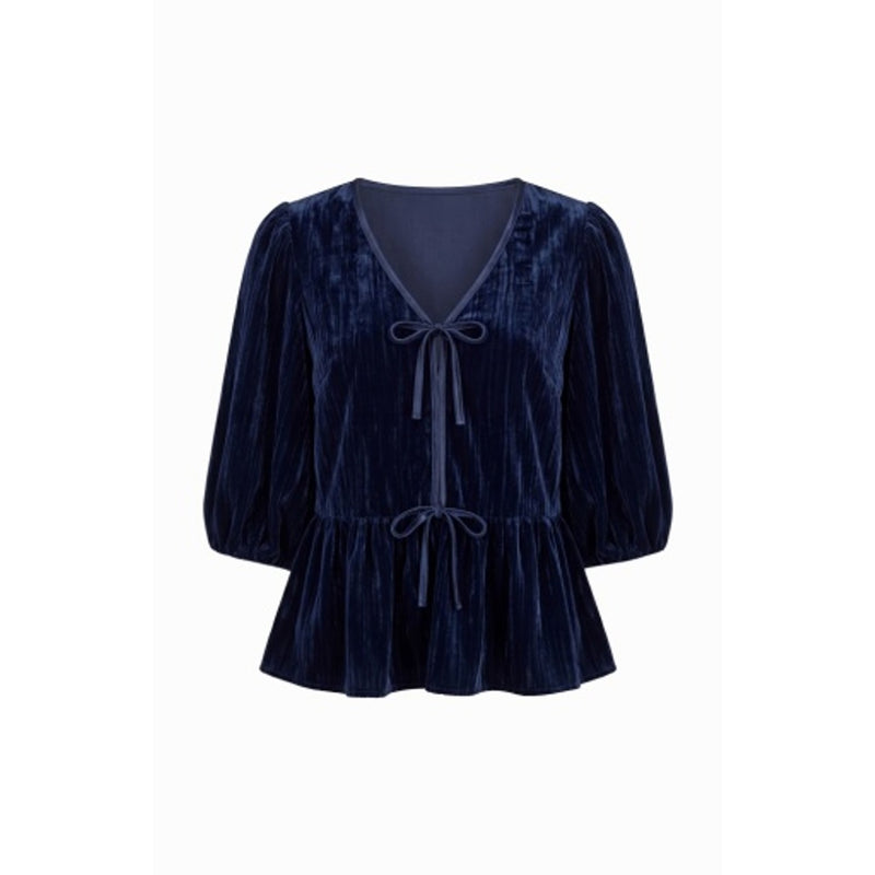 Liverpool Los Angeles - Womens 3/4 Blouson Slv Tie Frnt Woven Peplum Top