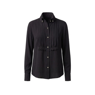 Liverpool Los Angeles - Womens Long Slv Tuxedo Wvn Top with High Collar