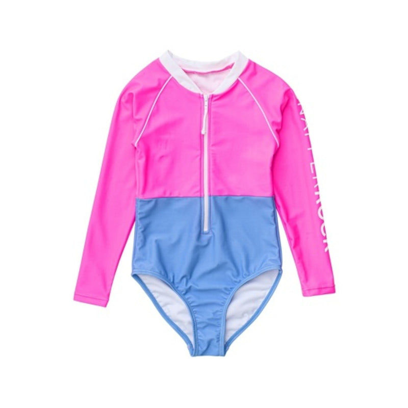 Snapper Rock - Girls Neon Queen Pink Long Sleeve Surf Suit