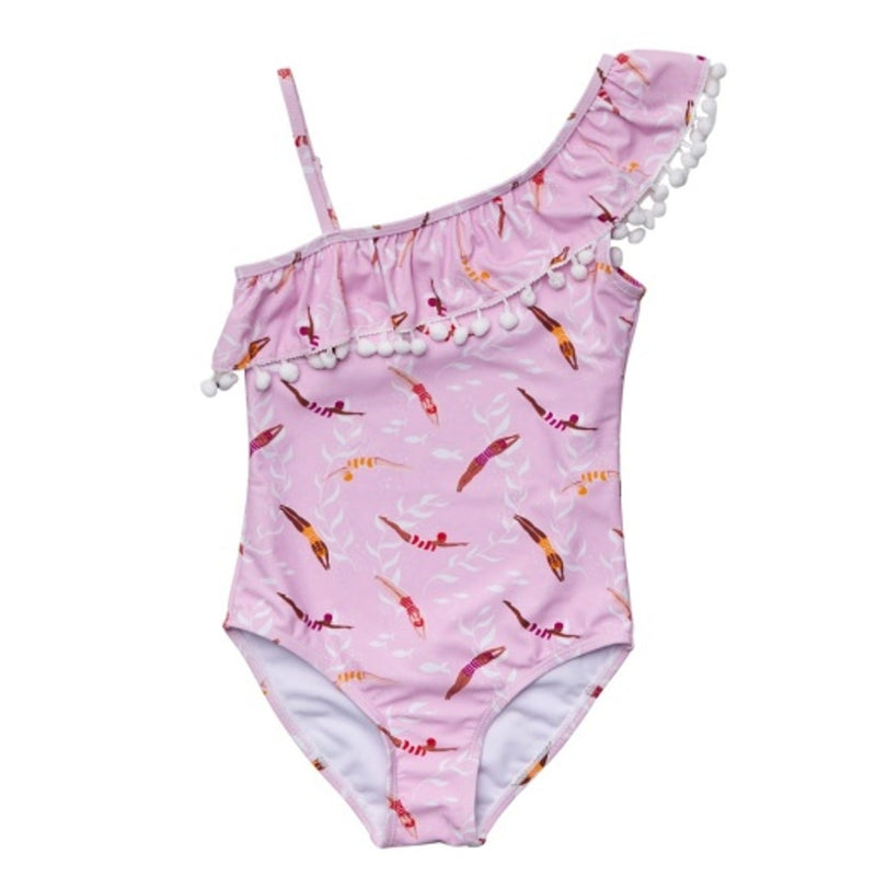 Snapper Rock - Girls Diving Diva One Shoulder Frill Swimsuit