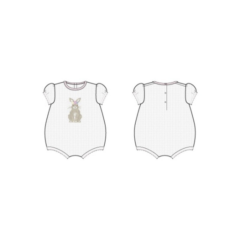 Janie and Jack - Baby G S White Bunny Floral Crown Short Sleeve Bubble E1