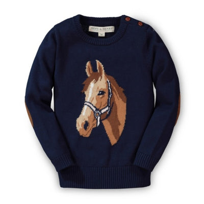 Hope & Henry - Girls Organic Horse Intarsia Sweater