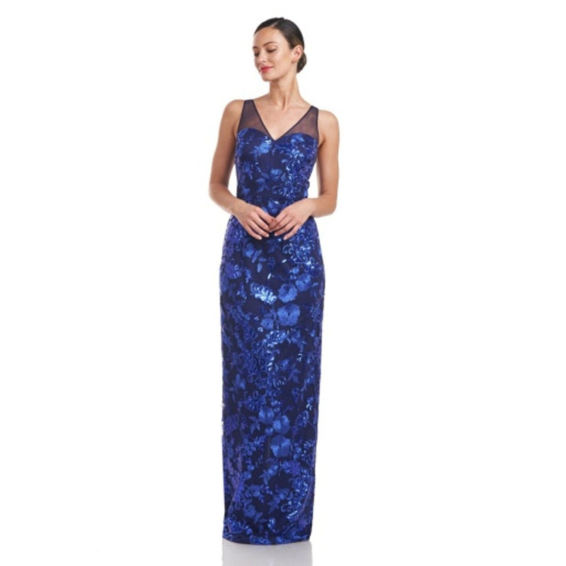 JS Collections - Womens Baylor Sleeveless V-Neck Gown