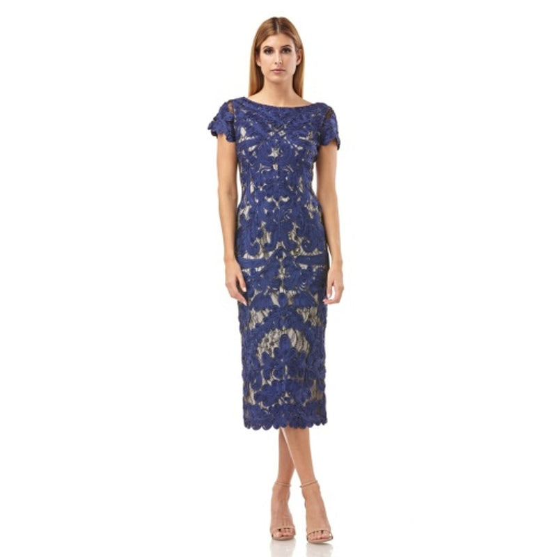 JS Collections - Womens Two-Tone Soutache Midi - Navy/ Nude
