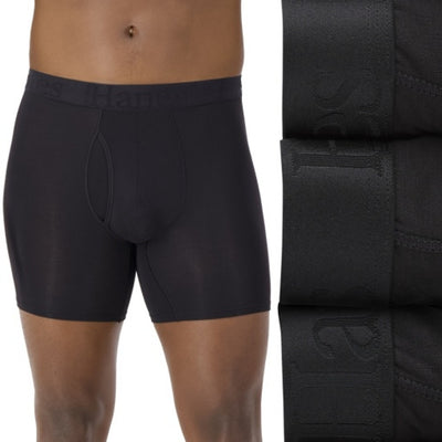 Hanes - Mens Originals Ultimate Men's Supersoft Boxer Brief Underwear, Black, 3-Pack