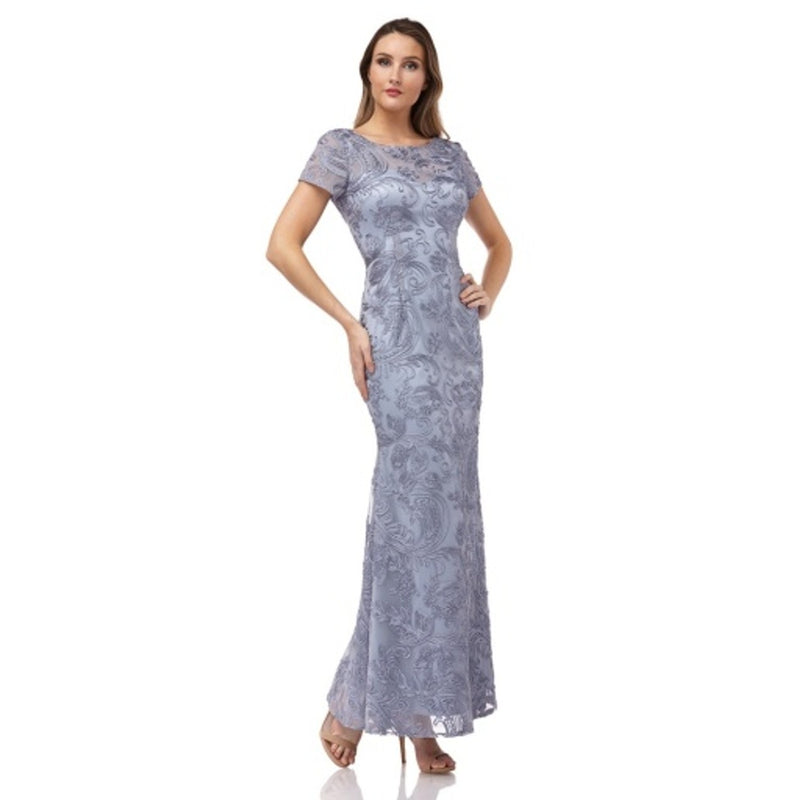 JS Collections - Womens Embroidered Lace a-Line Gown