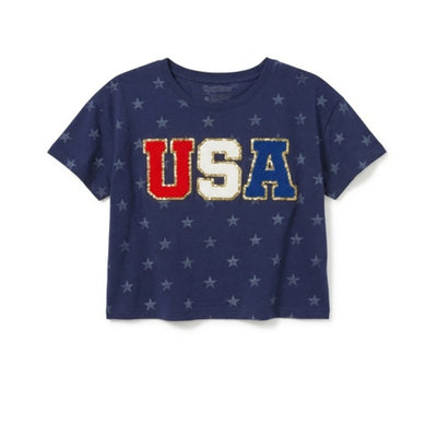 Tipsy Elves - Womens Sparkler Usa Patch Cropped Tee