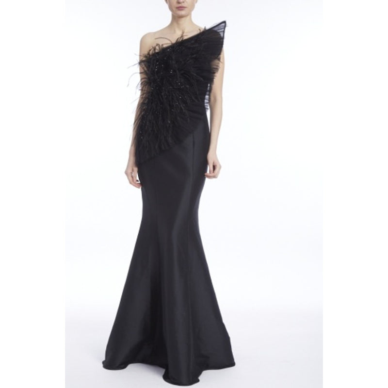 Badgley Mischka - Womens Fthr Fan Gown