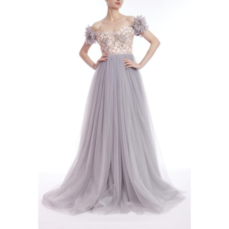 Badgley Mischka - Womens Off Shldr Flowers