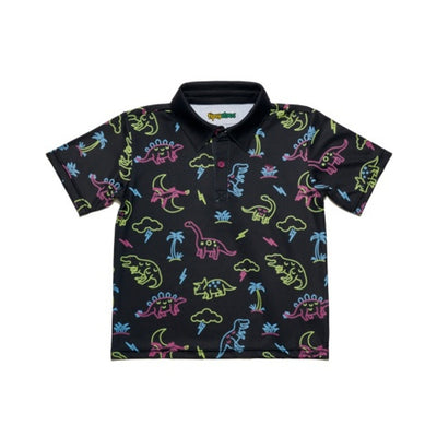 Tipsy Elves - Baby Toddler Neon Dinosaur Golf Polo