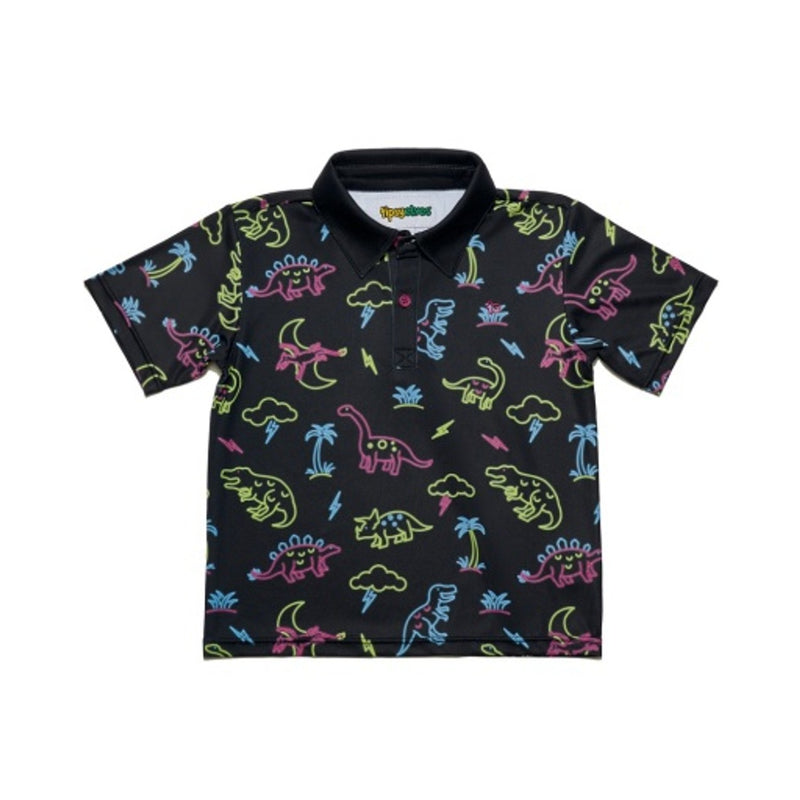Tipsy Elves - Baby Toddler Neon Dinosaur Golf Polo